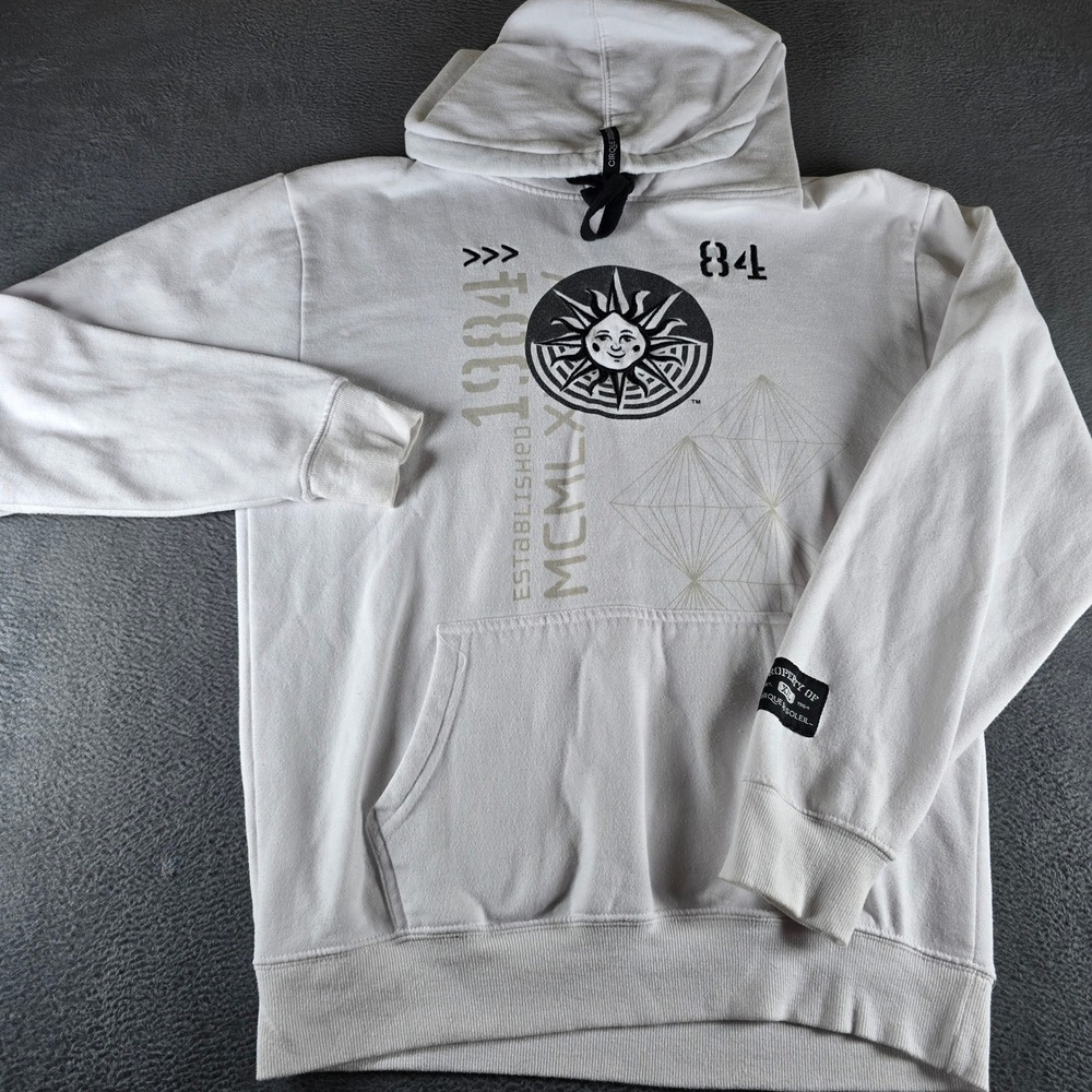 Cirque du Soleil White Graphic Hoodie Sun Logo Established 1984 Small